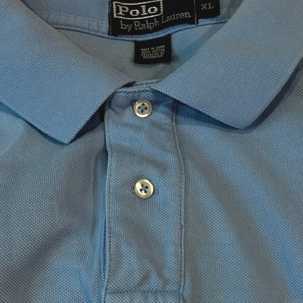 Polo Ralph Lauren Polo Shirt XL Men's Light Blue Short Sleeve Yellow Pony Pique